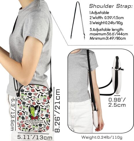 Tobgbe Horror Movie Gifts Gifts Gothic Bride & Monster Love Crossbody Bag Be Word A Halloween Horrors Condours in Kuwait