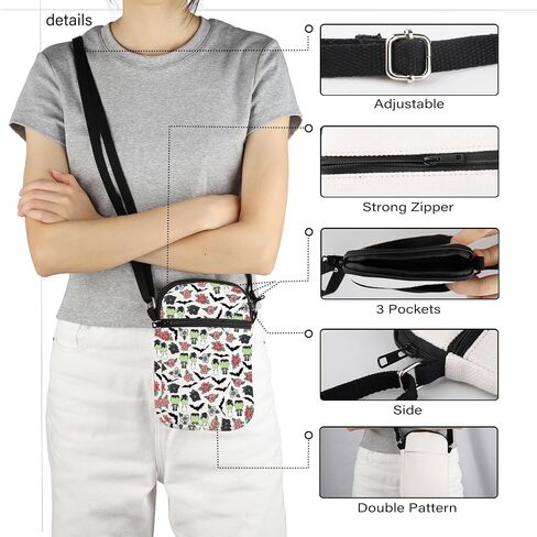 Tobgbe Horror Movie Gifts Gifts Gothic Bride & Monster Love Crossbody Bag Be Word A Halloween Horrors Condours in Kuwait