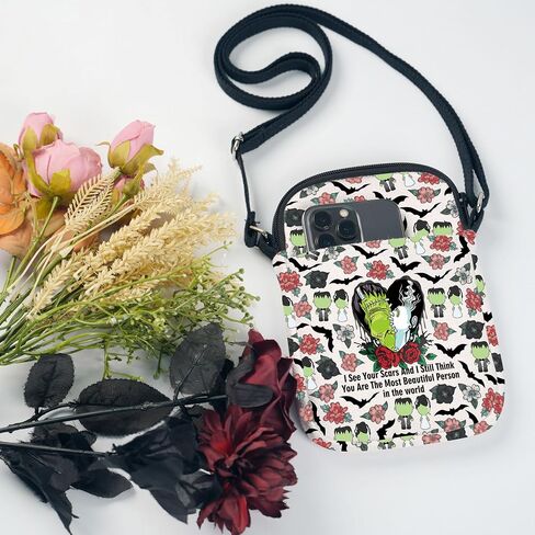 Tobgbe Horror Movie Gifts Gifts Gothic Bride & Monster Love Crossbody Bag Be Word A Halloween Horrors Condours in Kuwait