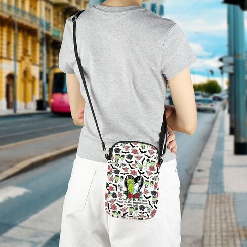 Tobgbe Horror Movie Gifts Gifts Gothic Bride & Monster Love Crossbody Bag Be Word A Halloween Horrors Condours in Kuwait