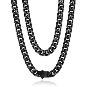Waterproof Cuban Link Chain for Men 316L Stainless Steel Chain/Black Chain Width 5mm/7mm/9mm, Miami Cuban Chain Necklace for Men No Tarnish& Durable Hip Hop Mens Jewelry in Saudi Arabia