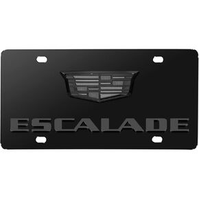 for Cadillac Escalade 3D Dark Gray Dual Logo Black Stainless Steel License Plate in Saudi Arabia