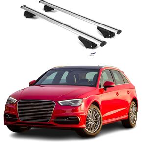 ERKUL Roof Rack Cross Bars for Audi A3 Sportback e-tron 2016-2018 | Aluminum Crossbars with Anti Theft Lock for Rooftop | Compatible with Flush Rails - Silver in Kuwait