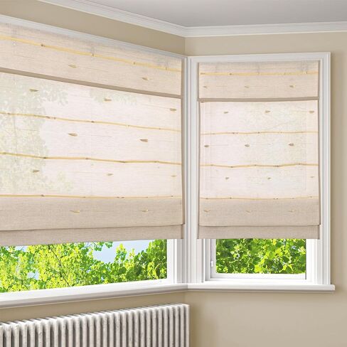 LANTIME Light Filter Cordless Custom Roman Shades for Windows, Window Treatments, Pure Linen Natural Hemp Roman Blind, Roman Window Shades, Sand Beige in Kuwait
