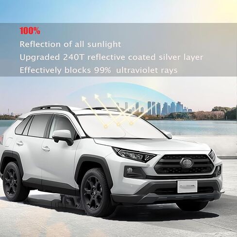 مظلة أمامية للزجاج الأمامي لنافذة السيارة، مظلة مخصصة مناسبة لسيارة Toyota RAV4 SUV Crossover LE XLE Premium XLE Adventure Hybrid Prime 2024-2017 حاجب للشمس in Kuwait