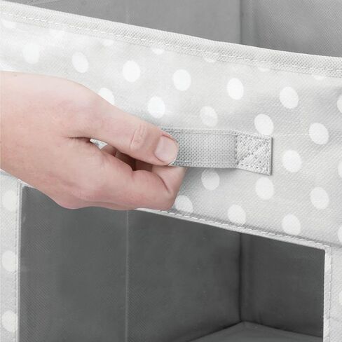 mDesign Fabric Nursery/Playroom Closet Storage Organizer Bin Box with Front Handle/Window for Cube Furniture Shelving Units, Hold Toys, Clothes, Diapers, Bibs, Jane Collection, 6 Pack - Gray/White in Kuwait
