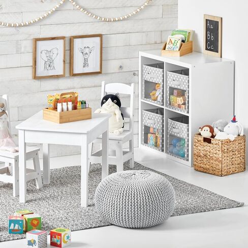 mDesign Fabric Nursery/Playroom Closet Storage Organizer Bin Box with Front Handle/Window for Cube Furniture Shelving Units, Hold Toys, Clothes, Diapers, Bibs, Jane Collection, 6 Pack - Gray/White in Kuwait