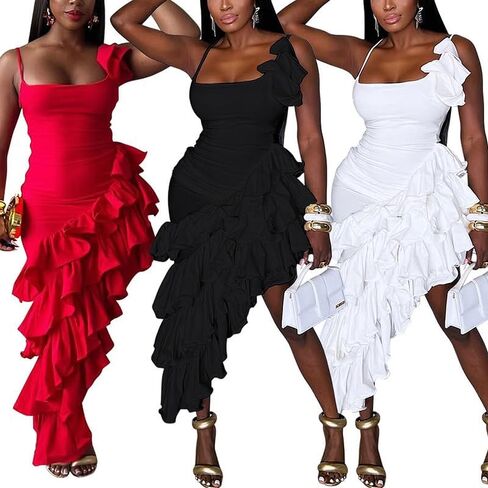 VJJ Adeear Women's Ruched Bodycon Midi فستان مع كراتش هامش in Kuwait