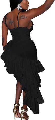 VJJ Adeear Women's Ruched Bodycon Midi فستان مع كراتش هامش in Kuwait