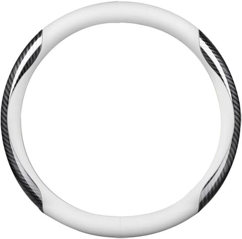 Steering Wheel Cover for Car, Leather Car Steering Wheel Cover Heavy-Duty Stretchy Durable Breathable, for Elantra Palisade Sonata Santa Fe Tucson Kona Ioniq - White & Carbon Fiber in Kuwait
