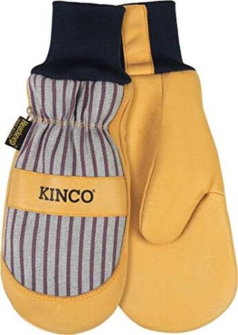 Kinco, 1927KWT-M, Golden Premium Grain Pigskin Palm, Polyester & Elastic Knit Wrist with Leather Pull-Tab, Heatkeep® Thermal Insulation, Mitt Outer Shell Over 5-Finger Glove Inside, Medium in Saudi Arabia