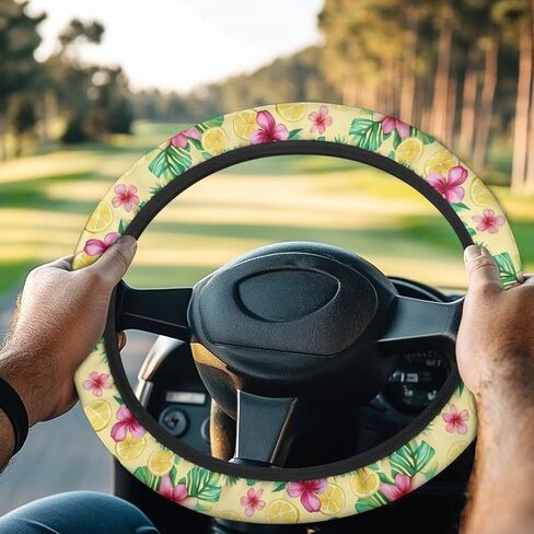 Black USA Flag Steering Wheel Cover Golf Cart Golf Golf Cart Steering Wheel Cart Accessories Club Car Anti-Slip Absorbing Sweat Car Decoration Warm in Winter Cool in Summer in Saudi Arabia