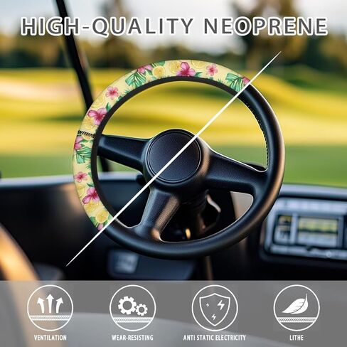 Black USA Flag Steering Wheel Cover Golf Cart Golf Golf Cart Steering Wheel Cart Accessories Club Car Anti-Slip Absorbing Sweat Car Decoration Warm in Winter Cool in Summer in Saudi Arabia