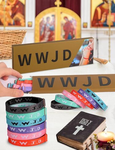 30pcs أساور WWJD-ما الذي ستقوم به يسوع تعزيز أساور الإيمان المعدنية الآمنة للمقاطع المعدنية للرجال والنساء-9.8 بوصة سوار يسوع ملهمة in Kuwait