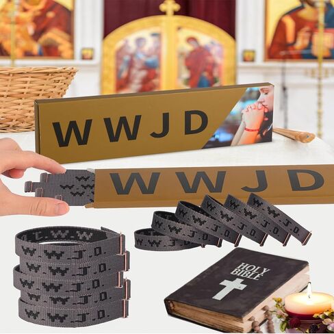 30pcs أساور WWJD-ما الذي ستقوم به يسوع تعزيز أساور الإيمان المعدنية الآمنة للمقاطع المعدنية للرجال والنساء-9.8 بوصة سوار يسوع ملهمة in Kuwait