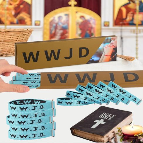 30PCS WWJD Bracelets-What Would Jesus Do-Upgraded Secure Metal Clasp-Christian Faith Bracelets for Men & Women-9.8 Inch Inspirational Jesus Bracelet in Kuwait