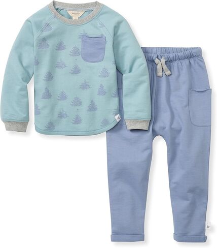 Burt's Bees Baby Baby Boys' Shirt and Pant Set, Top & Bottom Outfit Bundle, 100% Organic Cotton in Kuwait