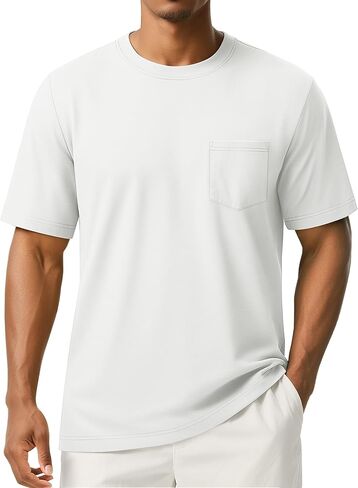 TACVASEN Mens Pocket T Shirts Cotton Short Sleeve Moisture Wicking Casual Crew Neck Tshirts in Kuwait