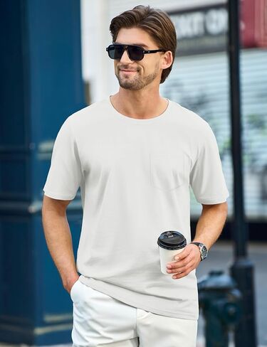 TACVASEN Mens Pocket T Shirts Cotton Short Sleeve Moisture Wicking Casual Crew Neck Tshirts in Kuwait