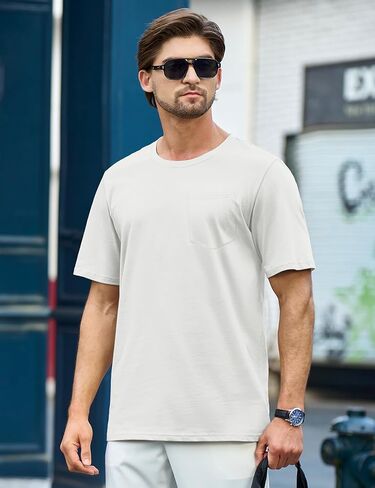 TACVASEN Mens Pocket T Shirts Cotton Short Sleeve Moisture Wicking Casual Crew Neck Tshirts in Kuwait