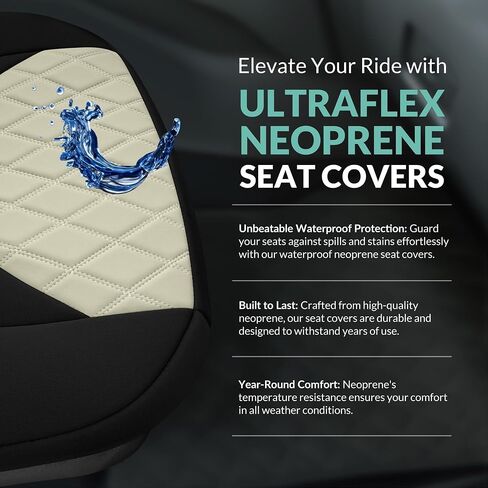 FH Group Custom Fit Car Seat Covers Specifically Made for 2019-2025 Nissan Altima, Rear Set Black Ultraflex Neoprene, 5 Seater Sedan Seat Covers, Nissan Accessories in Saudi Arabia