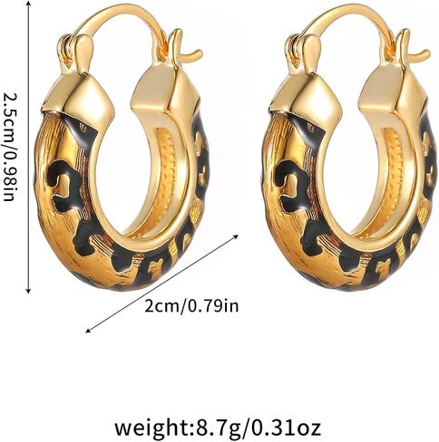 Leopard Print Earrings for Women Gold-tone and Black Hoop Earrings Geometric Drop Earring Studs Hypoallergenic Fashion Jewelry Gifts Unisex in Saudi Arabia