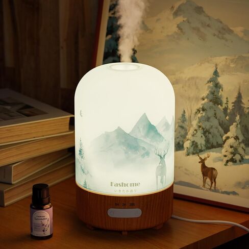 Essential Oil Diffuser Handmade Glass, Quiet 6-in-1 High-End Humidifier, Home Aromatherapy Fragrant Aroma Diffuser with Multiple LED Light Modes Timer and Auto-Off Safety Switch, Gift Choice in Kuwait