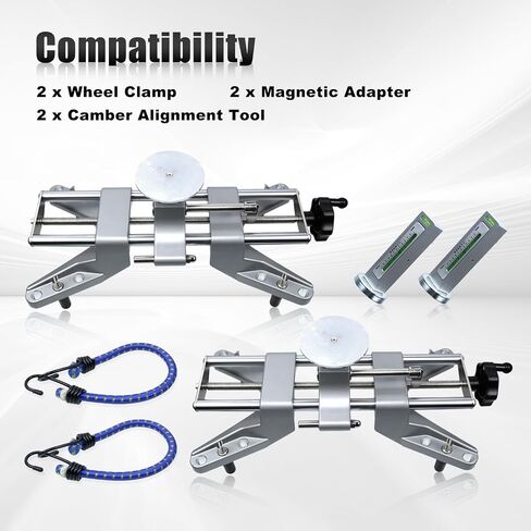 RULLINE Wheel Clamp & Magnetic Adapter 3PCS Wheel Alignment Tool for Precise Camber Caster Gauges Fits for 11-25" Rims Camber Alignment Tool Universal Tire Repair Tool in Kuwait