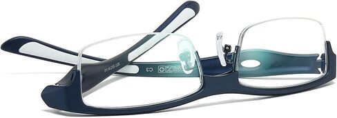 NoBlu Vision Sports Reading Glasses for Men,Half Glasses Frame Lightweight Al-Mg Metal Blue Light Computer Readers in Kuwait