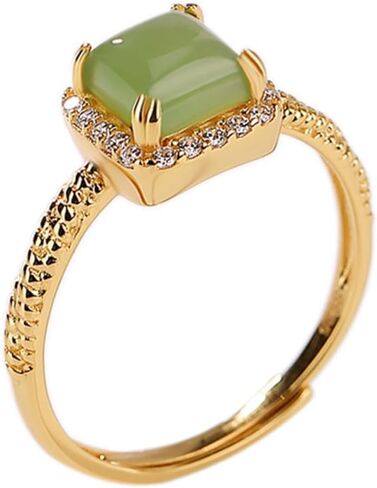 S925 Sterling Silver Jade Rings for Women ، Square Hetian Jade مع Moissanite Ring ، هدية عيد الميلاد للأخت in Kuwait
