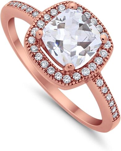 Blue Apple Co. Halo Art Deco Design Fashion Ring Round Simulated Cubic Zirconia 925 Sterling Silver in Saudi Arabia