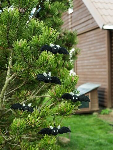 Glaciart One Wool شعر هالوين معلقة زخرفة الخفافيش- 5 حزمة | Happy Happyeen Mini Tree الحلي للحفلة | شعرت بالزخارف الداخلية أو الخارجية | الناشر العطري السلبي in Kuwait