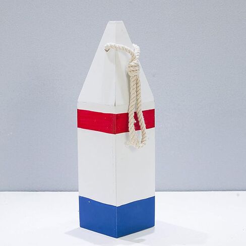 DECHOUS 2Pcs Nautical Wood Buoy: Red and Blue Wooden Buoys with Rope for Decoration - Nautical Wall Hanging Decor Ornament for Home Living Room Bathroom Wall Art - 10.4 Inch in Kuwait