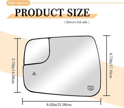 Driver Left Side Heated Mirror Glass Replacement for Dodge Ram 1500 2500 2019-2023, Side View Heated Convex Mirror Glass with BSD in Saudi Arabia
