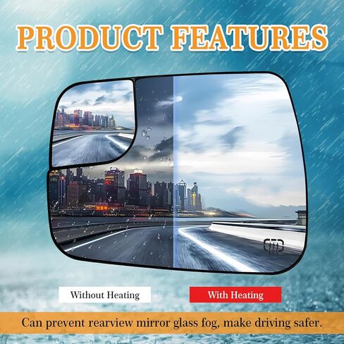 Driver Left Side Heated Mirror Glass Replacement for Dodge Ram 1500 2500 2019-2023, Side View Heated Convex Mirror Glass with BSD in Saudi Arabia