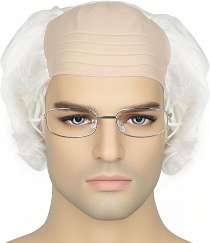 Short Curly Old Man Bald Cap Wig Mad Gray Scientist Synthetic Balding Halloween Anime Cosplay Costume Wigs in Kuwait