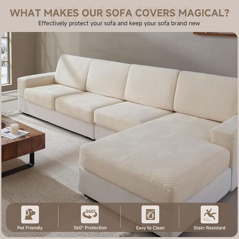 Couch Covers Washable Waterproof Stretch Sectional Sofa Covers for Pets Dog Sofa Slipcovers Protector Furniture Chair（L+Light Gray） in Saudi Arabia