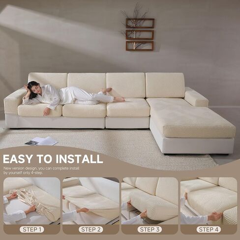Couch Covers Washable Waterproof Stretch Sectional Sofa Covers for Pets Dog Sofa Slipcovers Protector Furniture Chair（L+Light Gray） in Saudi Arabia