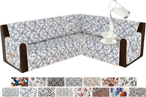 aliecom 100 ٪ الأريكة المقطعية الأريكة المقطعية l شكل l slipcovers الزاوية الزاوية أريكة الأريكة قابلة للغسل الكلب المطبوع حامي الأثاث على شكل U مع الجيب (Boho beige ، xx-large) in Kuwait