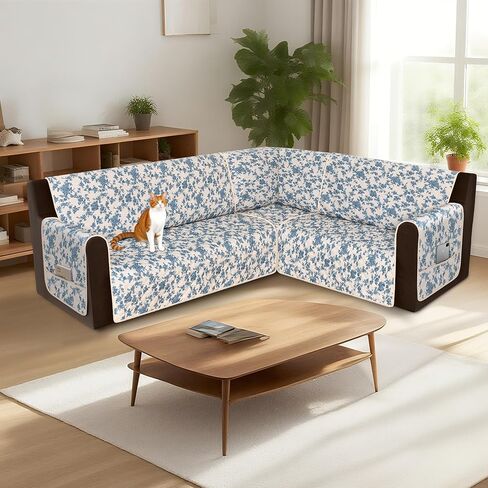 aliecom 100 ٪ الأريكة المقطعية الأريكة المقطعية l شكل l slipcovers الزاوية الزاوية أريكة الأريكة قابلة للغسل الكلب المطبوع حامي الأثاث على شكل U مع الجيب (Boho beige ، xx-large) in Kuwait