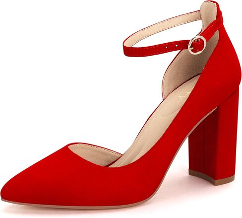 PARTY Women's Closed Toe Pumps 3-Inch Chunky Heels Ankle Strap | Wedding Party Prom Dress Shoes in Saudi Arabia