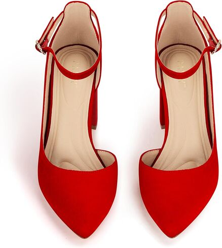 PARTY Women's Closed Toe Pumps 3-Inch Chunky Heels Ankle Strap | Wedding Party Prom Dress Shoes in Saudi Arabia