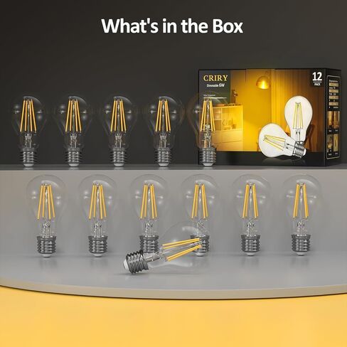 Dimmable A19 Clear LED Light Bulbs 60W Equivalent, 2700K Soft Warm White Light Bulbs 6W E26 Base, Antique Clear Glass Bulb for Living Room Bedroom Outdoor, 6Packs in Saudi Arabia