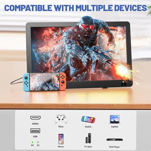 تلفزيون محمول 14 بوصة، تلفزيون صغير مع موالف هوائي ATSC، شاشة LCD تلفزيون تعمل بالبطارية 1080 بكسل، HDMI، USB، مدخل AV، تلفزيون محمول للتخييم، السيارة، RV، السفر، Roku المتوافق، Firestick، جهاز التحكم عن بعد in Kuwait