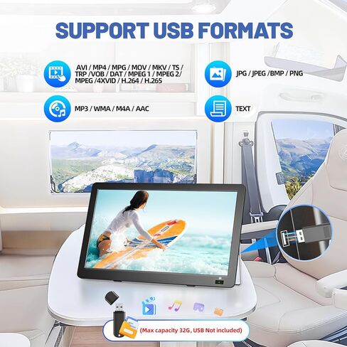 تلفزيون محمول 14 بوصة، تلفزيون صغير مع موالف هوائي ATSC، شاشة LCD تلفزيون تعمل بالبطارية 1080 بكسل، HDMI، USB، مدخل AV، تلفزيون محمول للتخييم، السيارة، RV، السفر، Roku المتوافق، Firestick، جهاز التحكم عن بعد in Kuwait