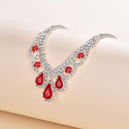 Luxury Jewelry Set Matching V-Necklace & Drop Earrings Jewelry Set, Sparkling Pear-Cut Stone & White Zirconia, Jewelry Gift Set for Women in Saudi Arabia