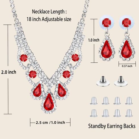 Luxury Jewelry Set Matching V-Necklace & Drop Earrings Jewelry Set, Sparkling Pear-Cut Stone & White Zirconia, Jewelry Gift Set for Women in Saudi Arabia