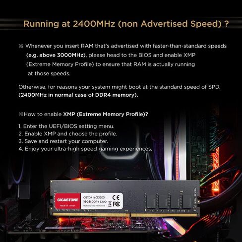 【ذاكرة الوصول العشوائي DDR4】 مجموعة GIGASTONE 128 جيجابايت (16 × 8 جيجابايت) DDR4 3200 ميجا هرتز (2933 ميجا هرتز أو 2666 ميجا هرتز) PC4-25600 (PC4-23400/21300) CL22 1.2V UDIMM 288 Pin غير مخزنة وغير ECC عالية الأداء ترقية ذاكرة سطح المكتب للكمبيوتر in Saudi Arabia