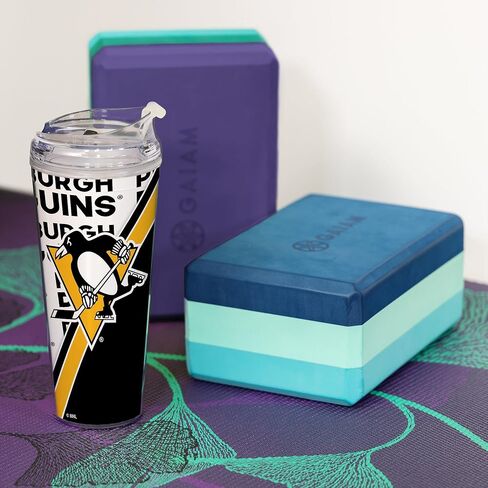 Rico Industries NHL Hockey Edmonton Oilers 24oz Acrylic Tumbler with Hinged Lid, Officially Licensed Double Wall Tumbler with Straw in Saudi Arabia
