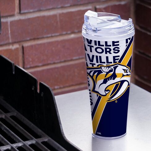 Rico Industries NHL Hockey Edmonton Oilers 24oz Acrylic Tumbler with Hinged Lid, Officially Licensed Double Wall Tumbler with Straw in Saudi Arabia